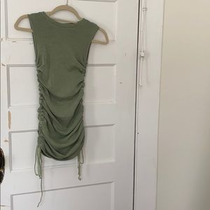 GREEN CINCHED MINI DRESS